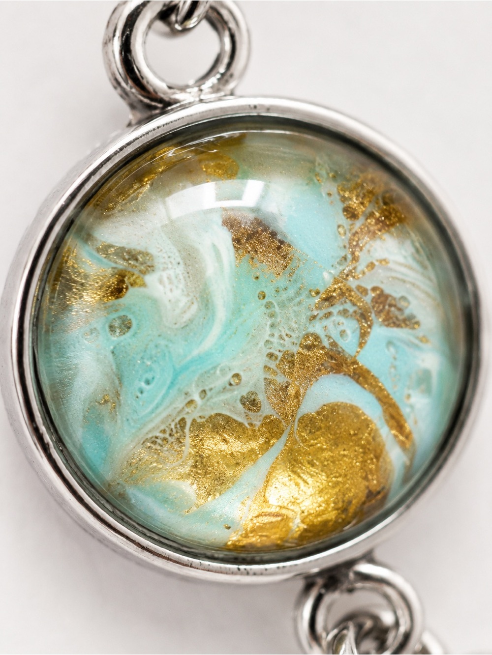 Coastal Starfish Dangle Earrings Aqua Gold Resin Beach Ocean Nautical Jewelry - Picture 4 of 5